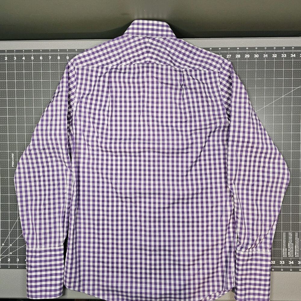 Charles Tyrwhitt Dress Shirt 15/33 Purple Gingham Check Plaid French Cuff Work - Picture 8 of 11